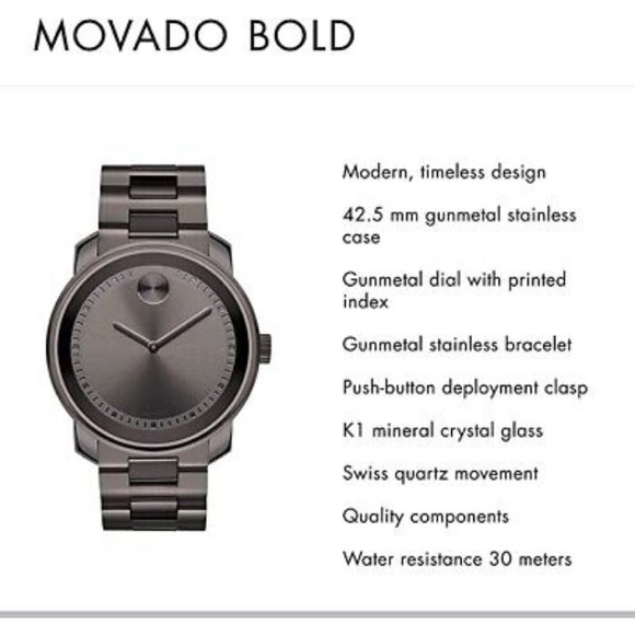 Movado Bold Watch GunMetal - Picture 8 of 16